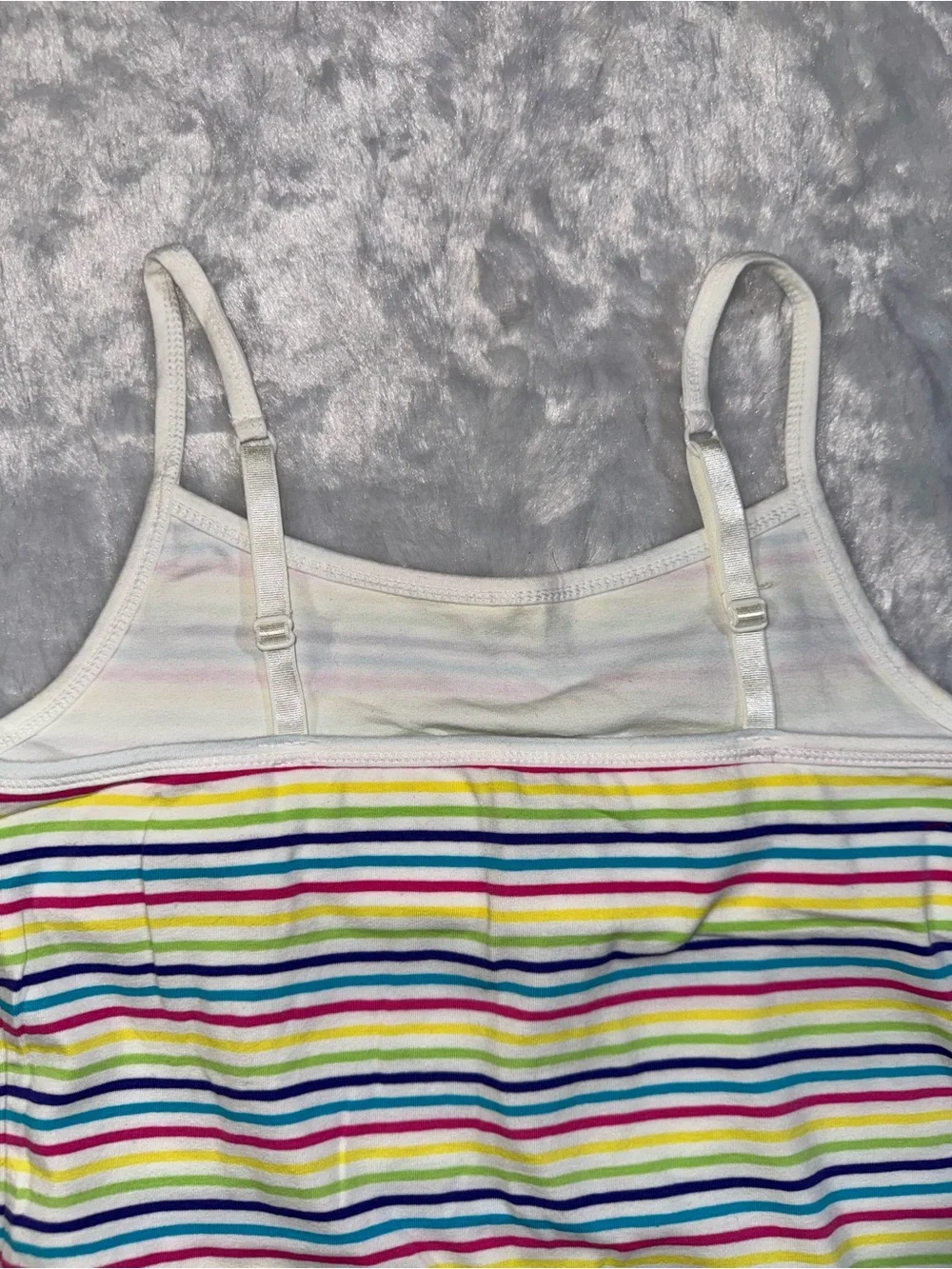 SO Girls White Rainbow Striped Tank Top